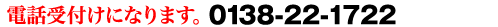 �d�b��t�ɂȂ�܂��B0138-22-1722